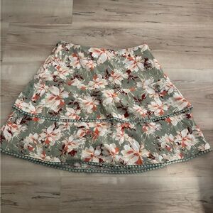 Cider Green Pink Tiered A-Line Mini Skirt